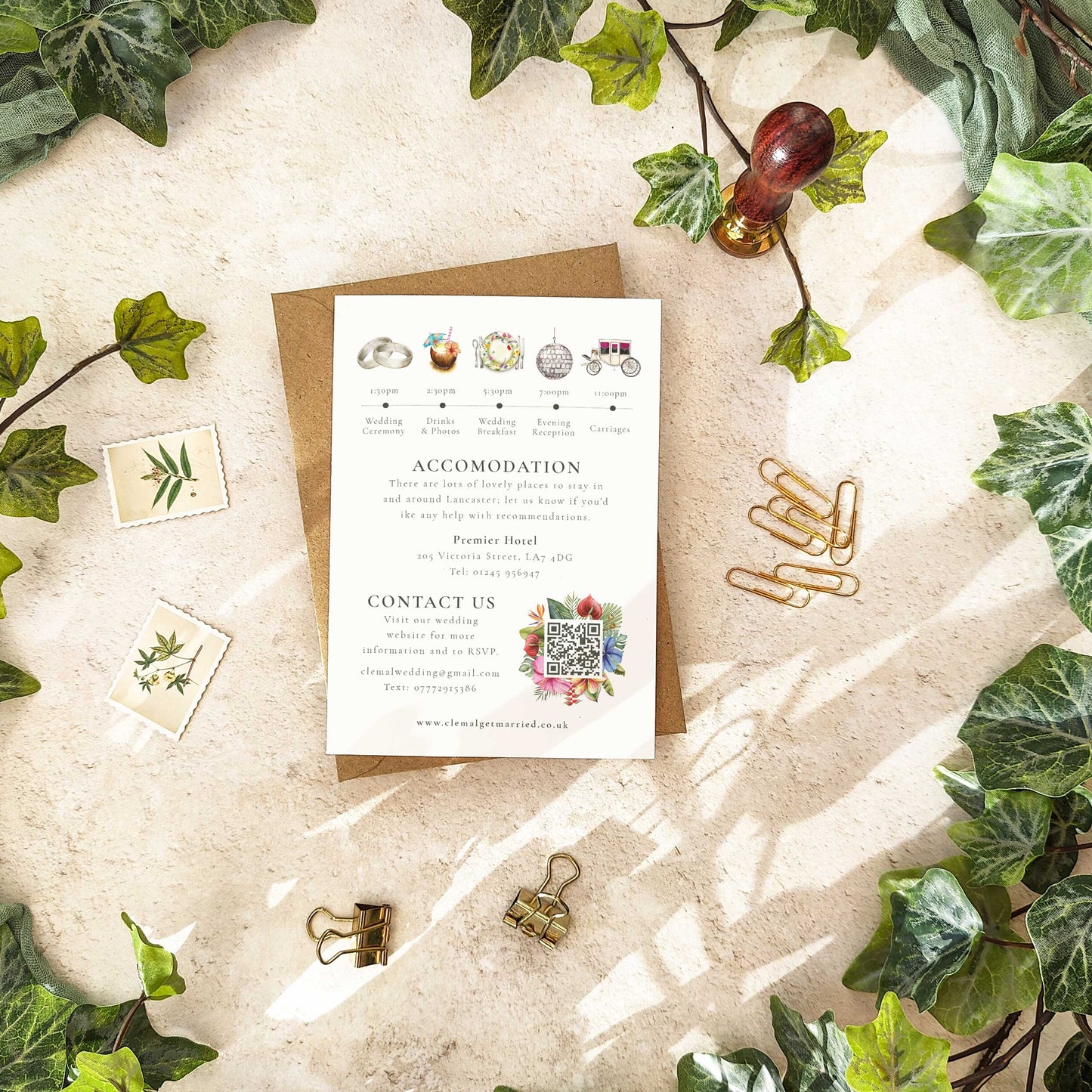 Tropical Floral Folded A6 Invitation