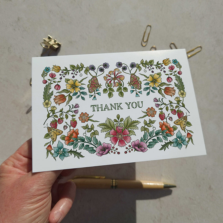 Vintage Retro Floral Thank You Cards