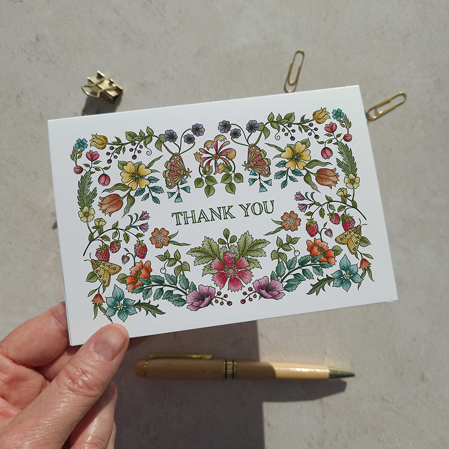 Vintage Retro Floral Thank You Cards