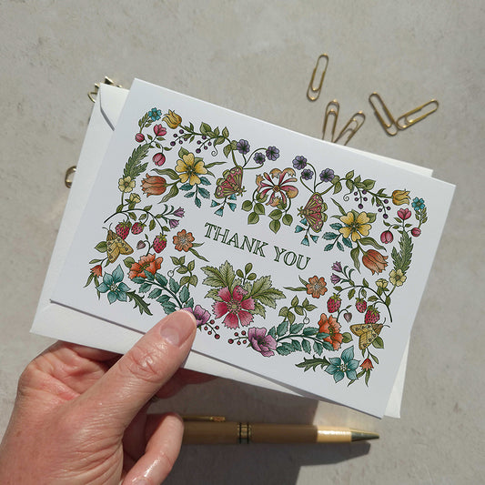 Vintage Retro Floral Thank You Cards