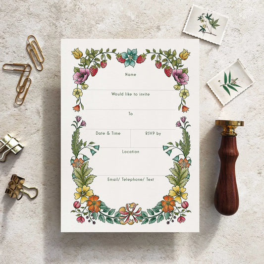 Vintage Retro Floral Ready To Write Invitations
