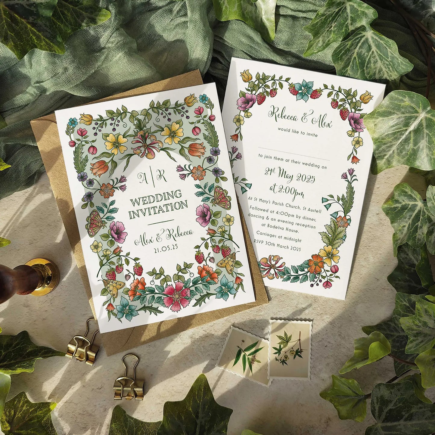 Vintage Retro Floral Evening Wedding Invitation