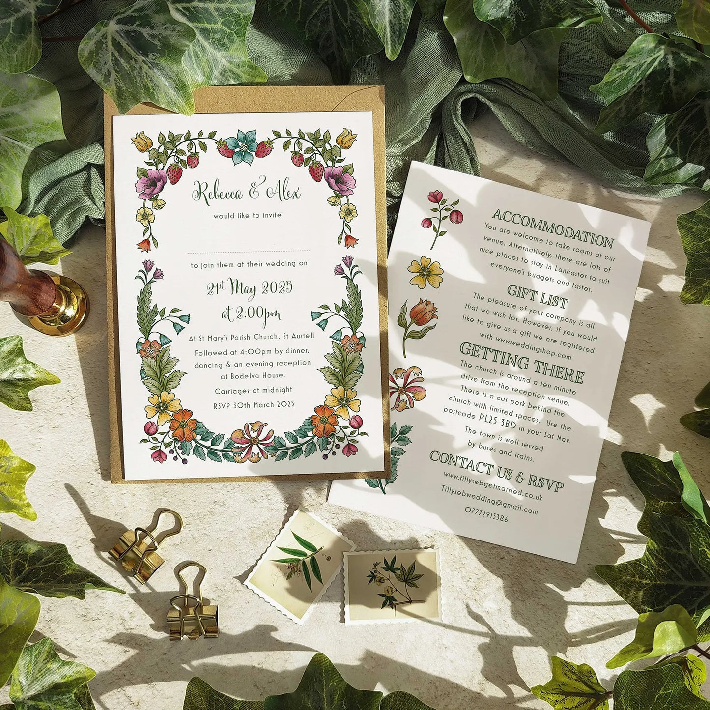 Vintage Retro Floral Evening Wedding Invitation