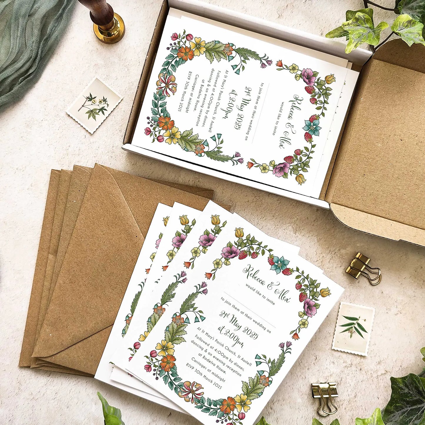 Vintage Retro Floral Evening Wedding Invitation