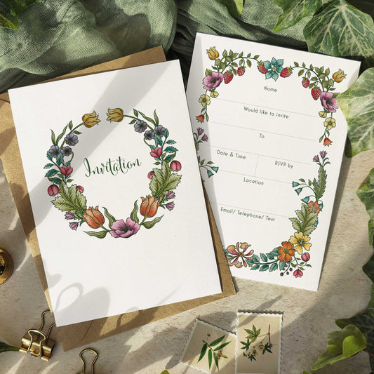 Vintage Retro Floral Ready To Write Invitations