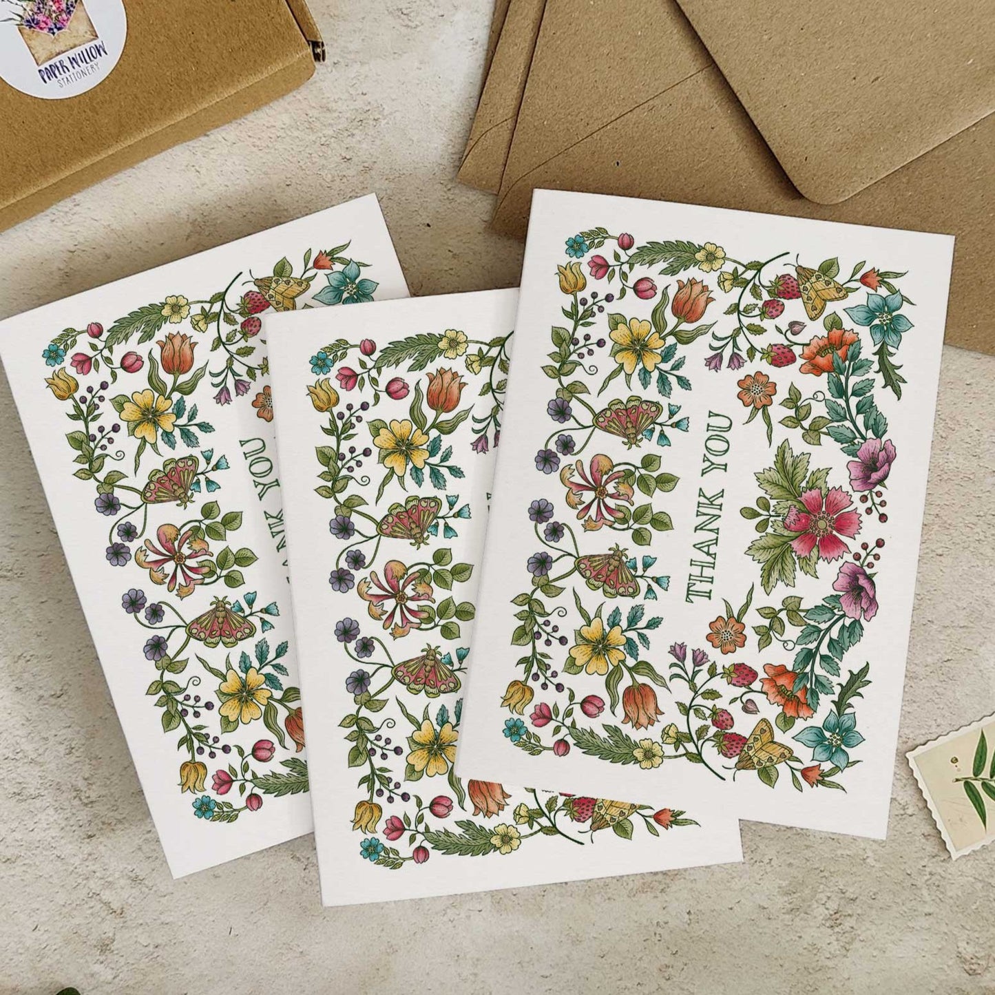Vintage Retro Floral Thank You Cards