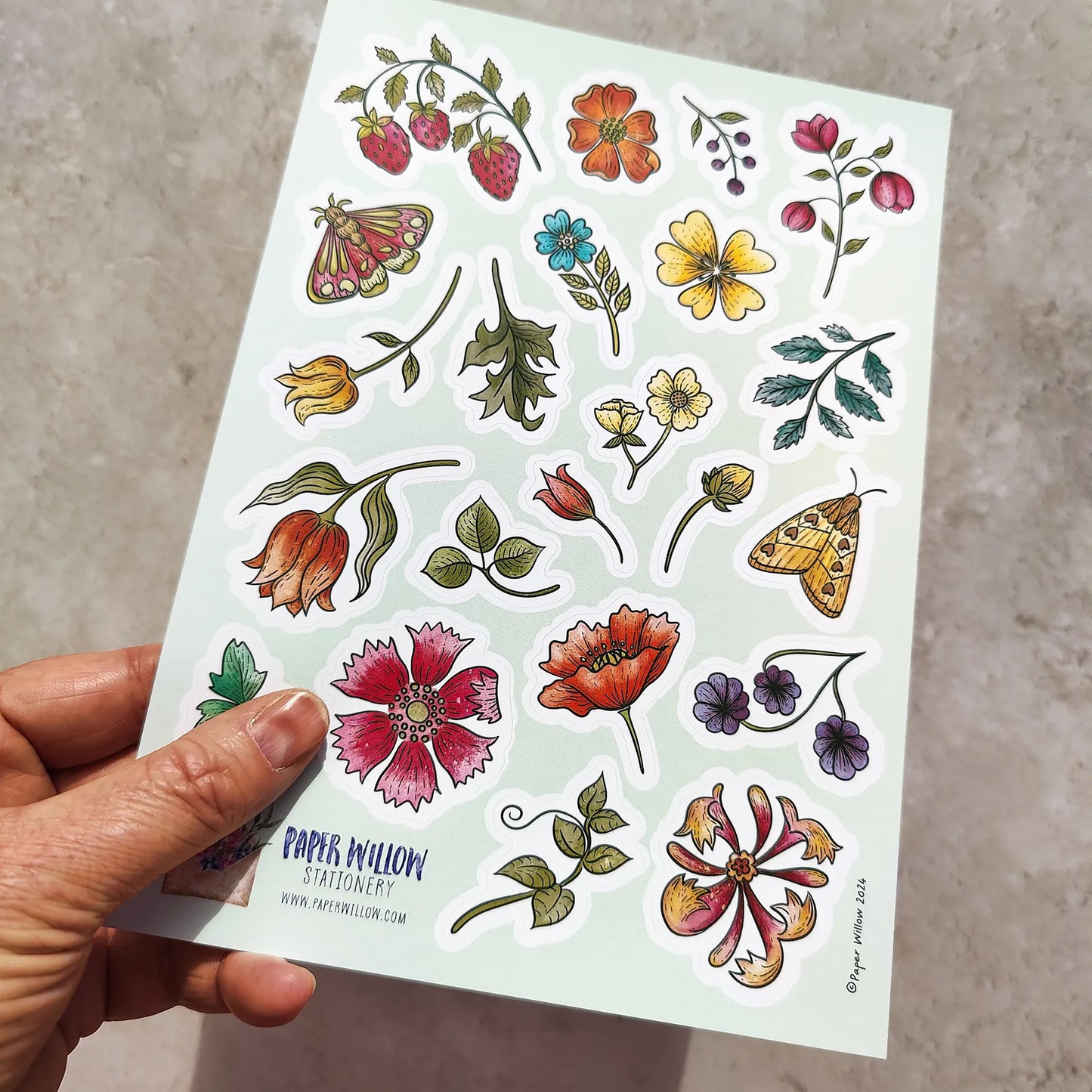 Vintage Retro Floral A5 Vinyl Sticker Sheet