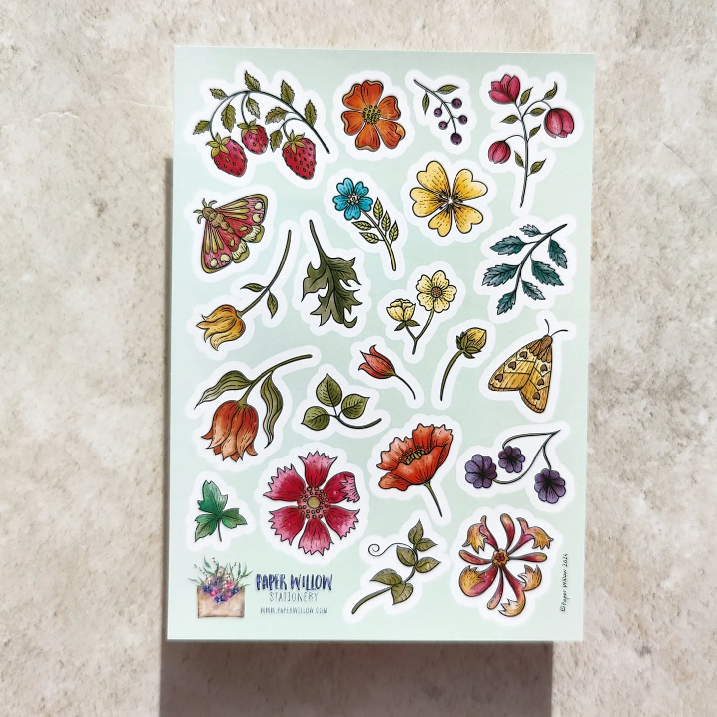 Vintage Retro Floral A5 Vinyl Sticker Sheet