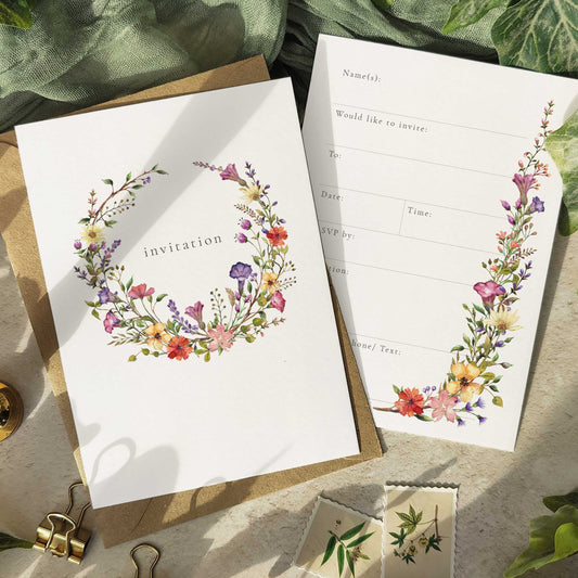 Wildflower Ready To Write Invitations with Delicate Florals