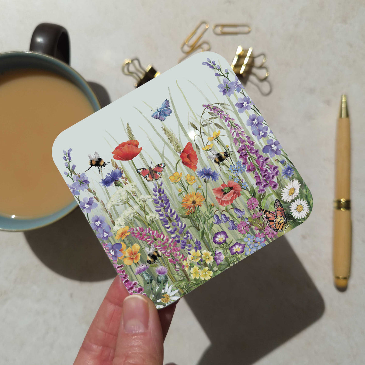Wildflower Watercolours Coaster and Optional Card Set