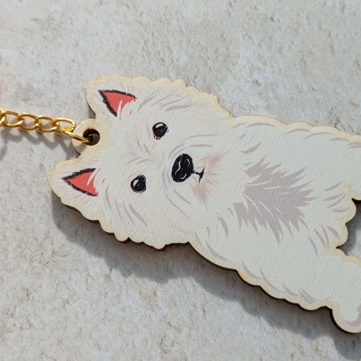 West Highland Terrier Dog Wooden Keyring