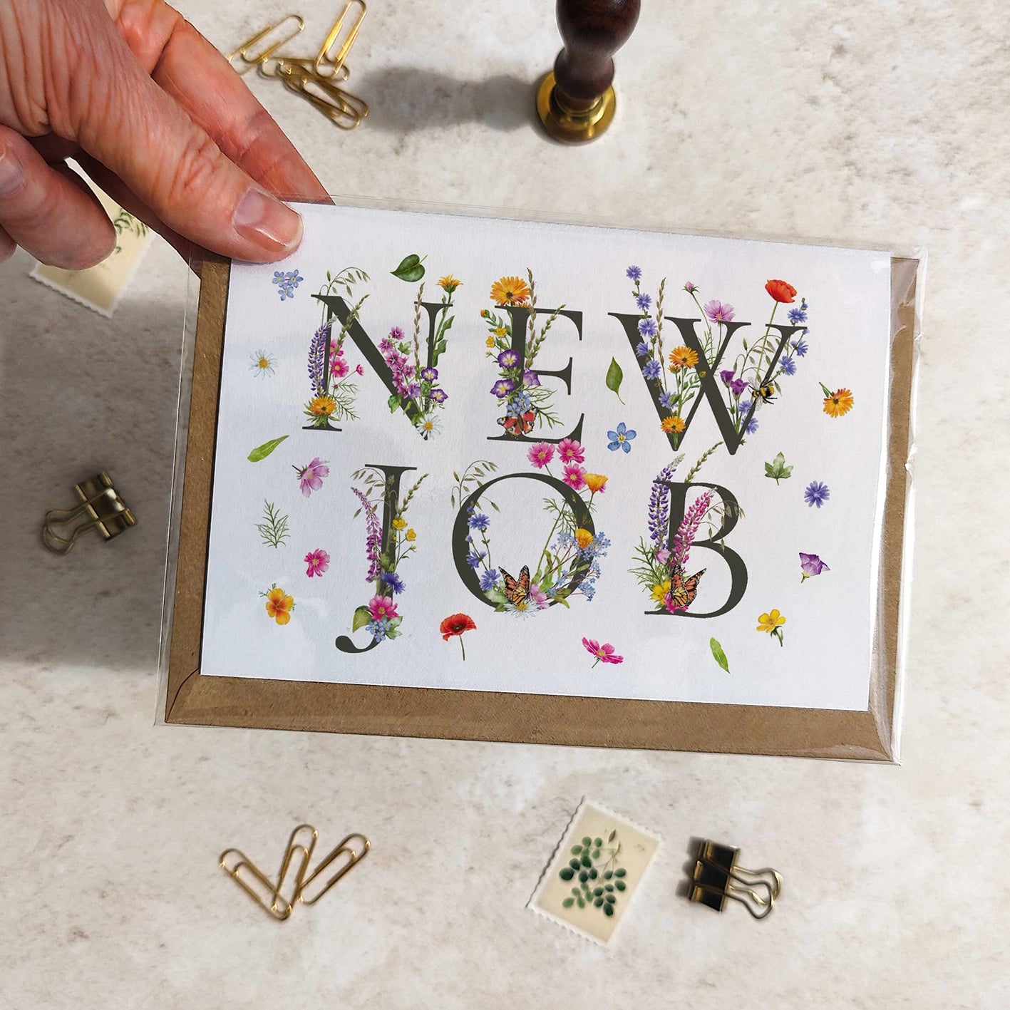Wildflower Letters New Job Card and Envelope