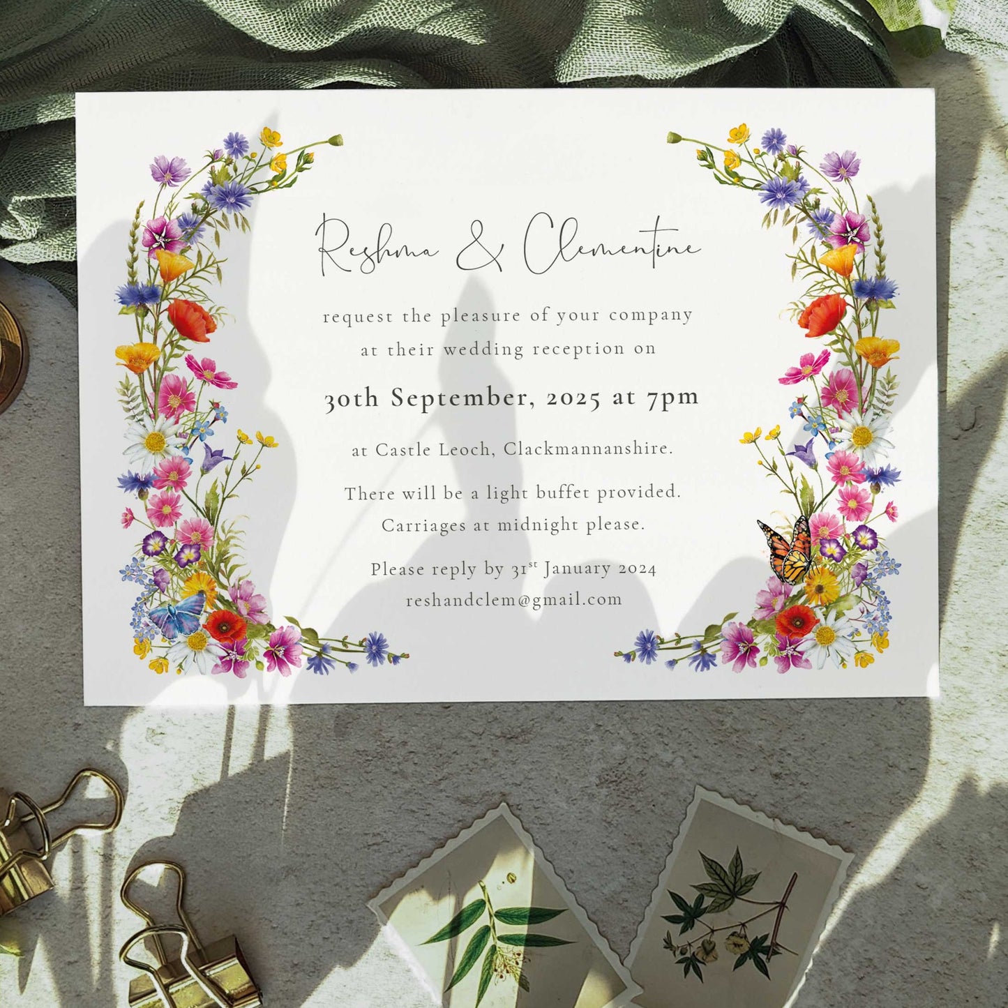 Wildflower Landscape Evening Wedding Invitation