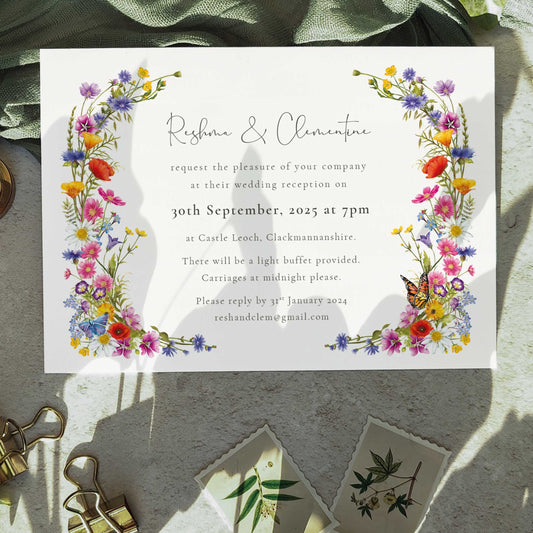 Wildflower Landscape Evening Wedding Invitation