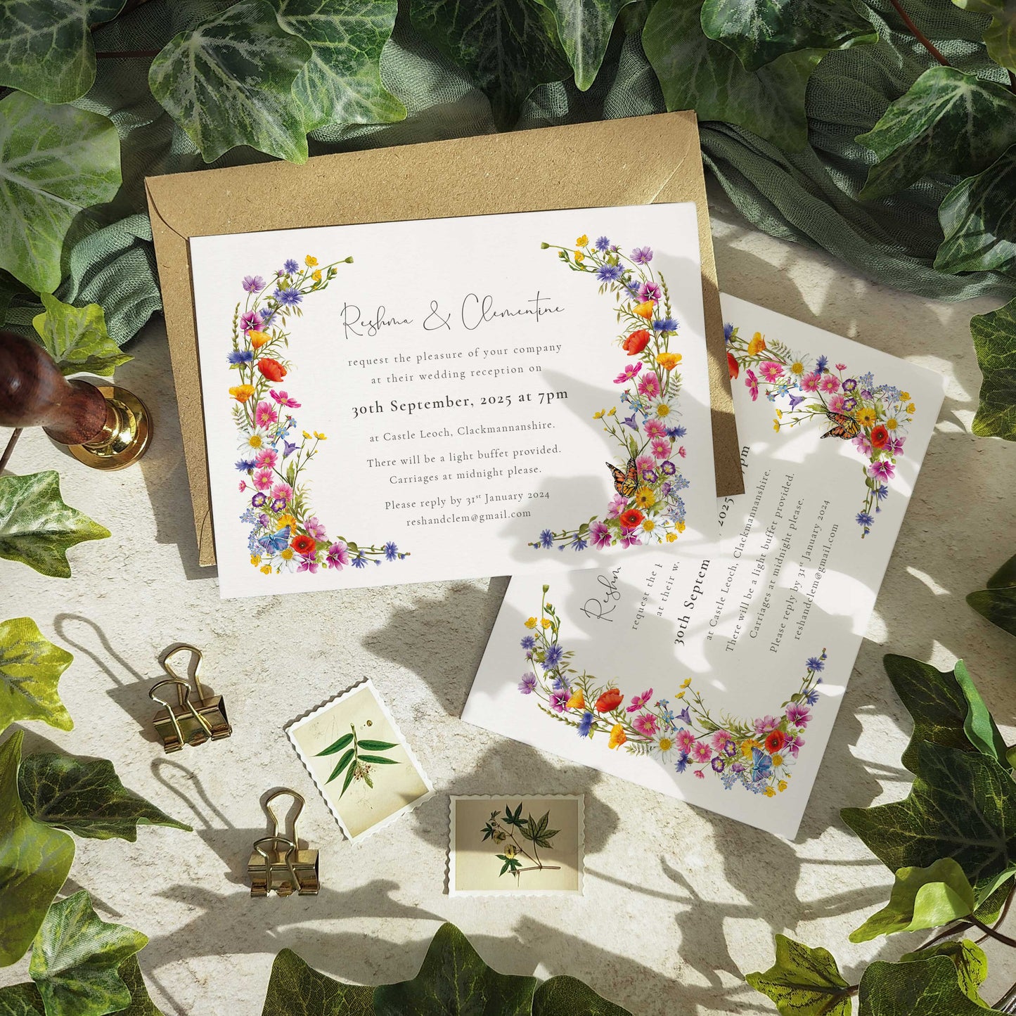 Wildflower Landscape Evening Wedding Invitation