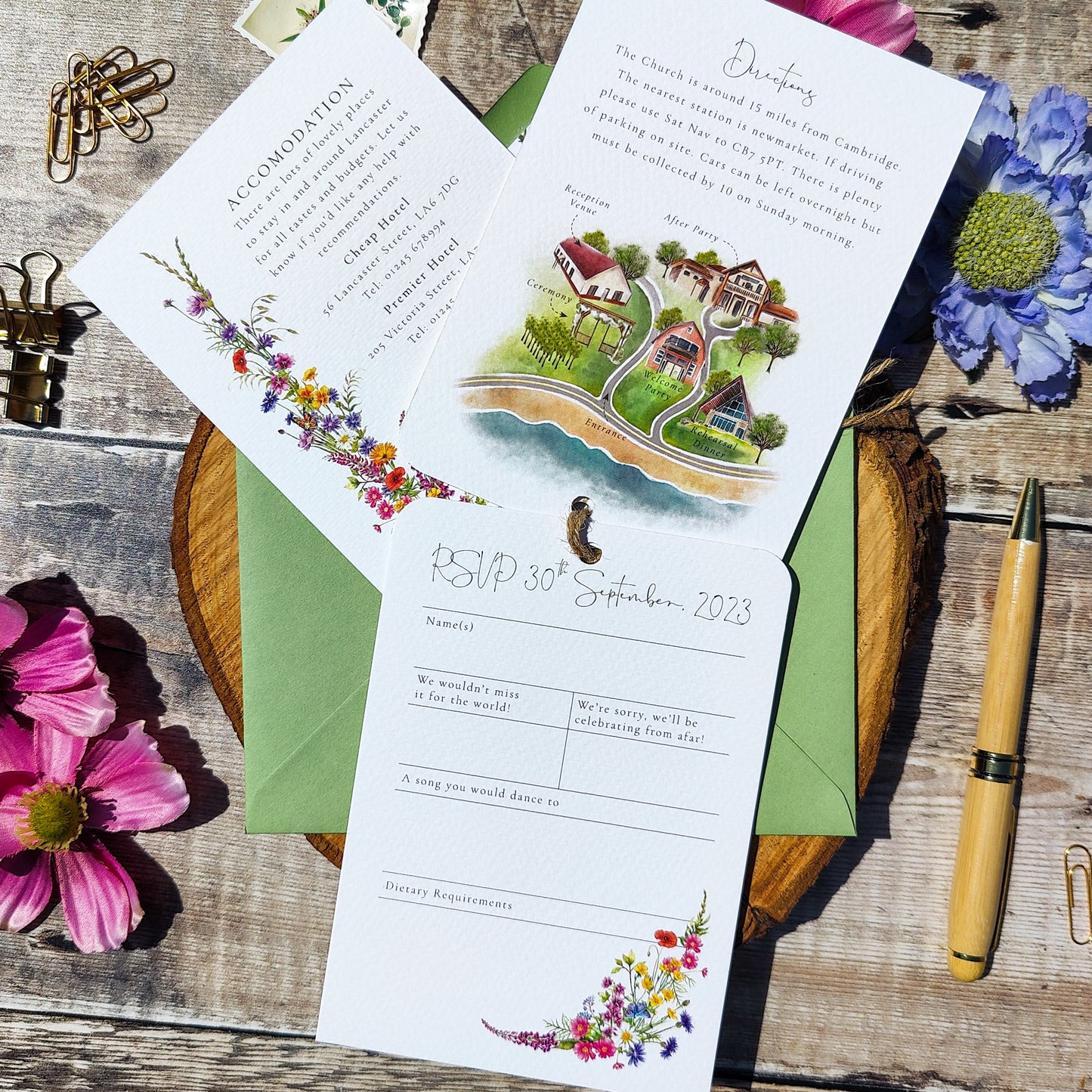 Wildflower Meadow Hand-Tied Wedding Invitation