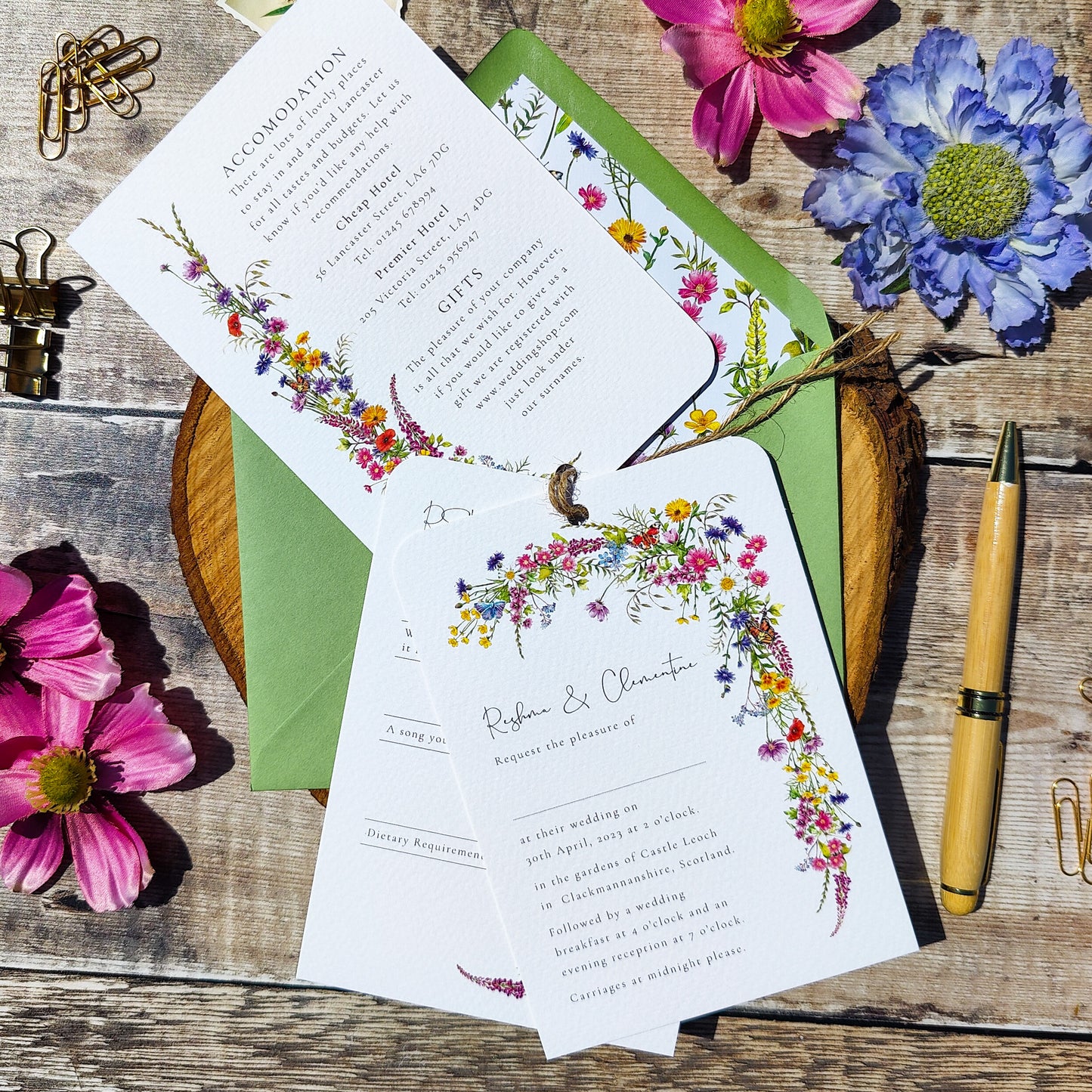 Wildflower Meadow Hand-Tied Wedding Invitation