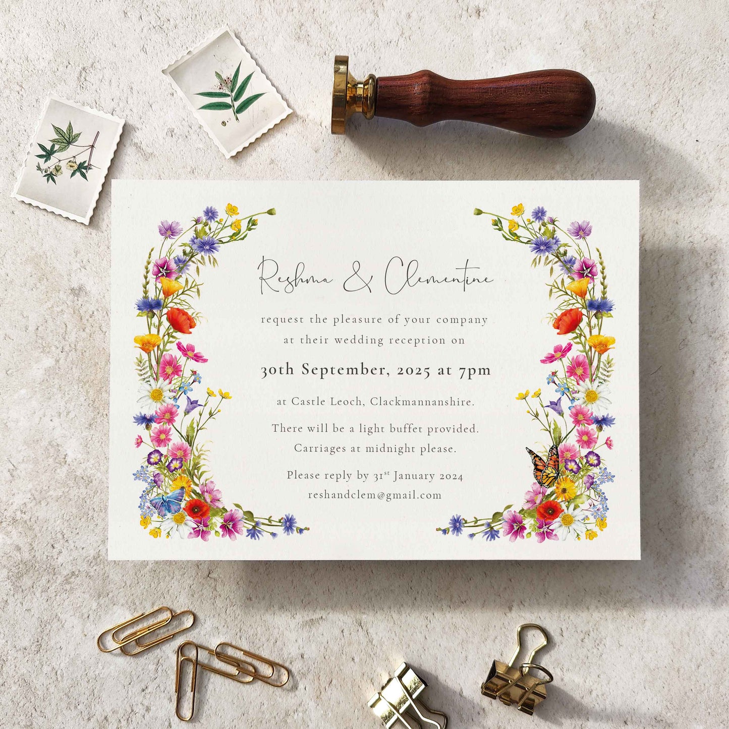 Wildflower Landscape Evening Wedding Invitation