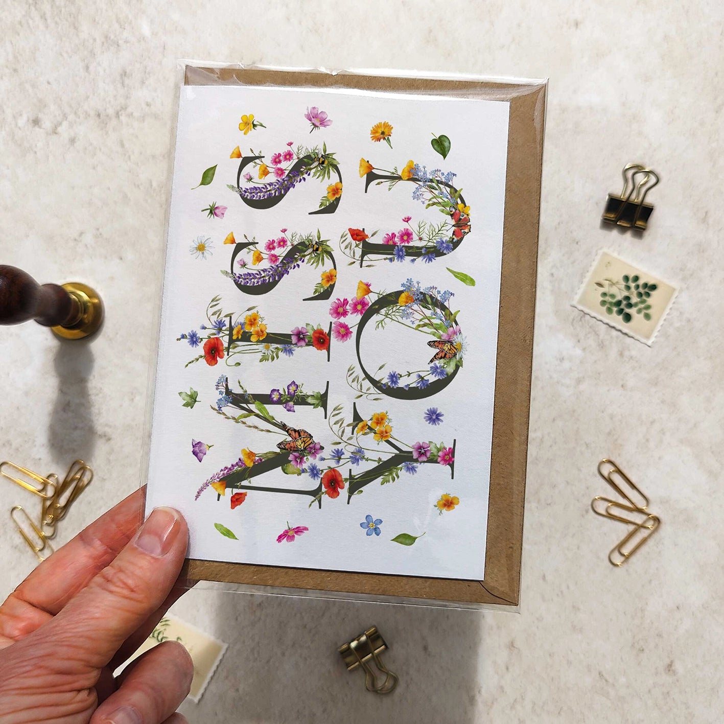 Wildflower Letters Miss You Card and Envelope
