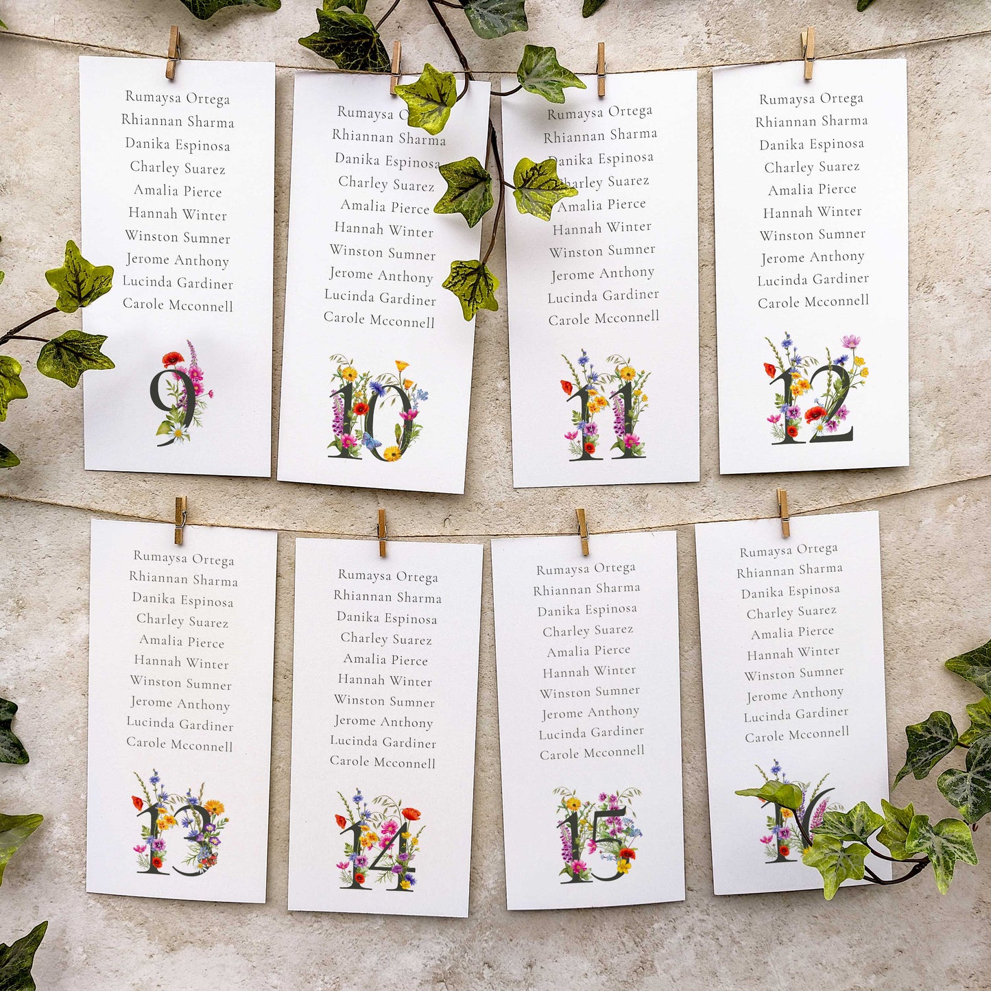 Wildflower Table Plan Cards Digital Files