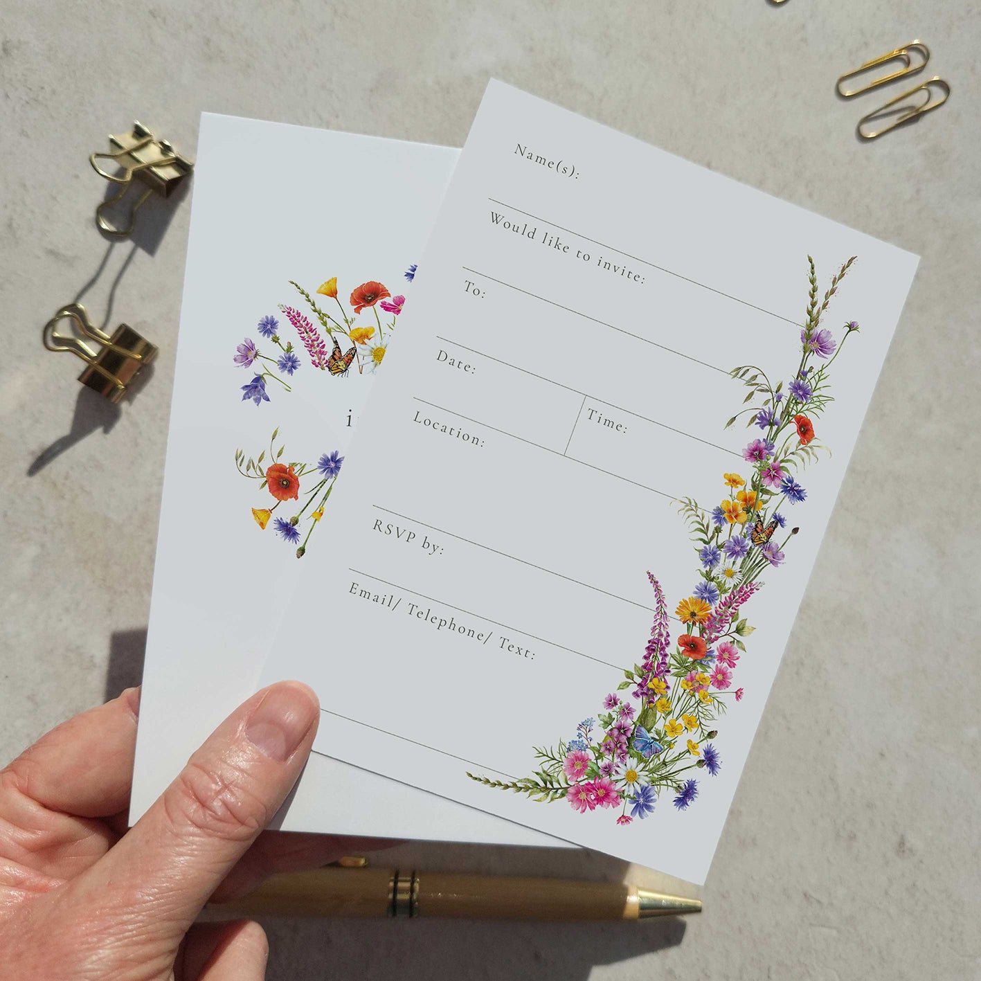 10 x Wildflower Ready To Write Invitations