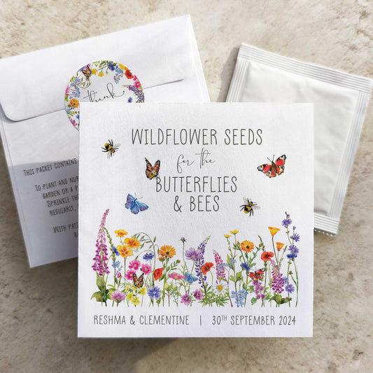 Wildflower Meadow Seed Packet Favours (Butterflies and bees) (Pack of 10)