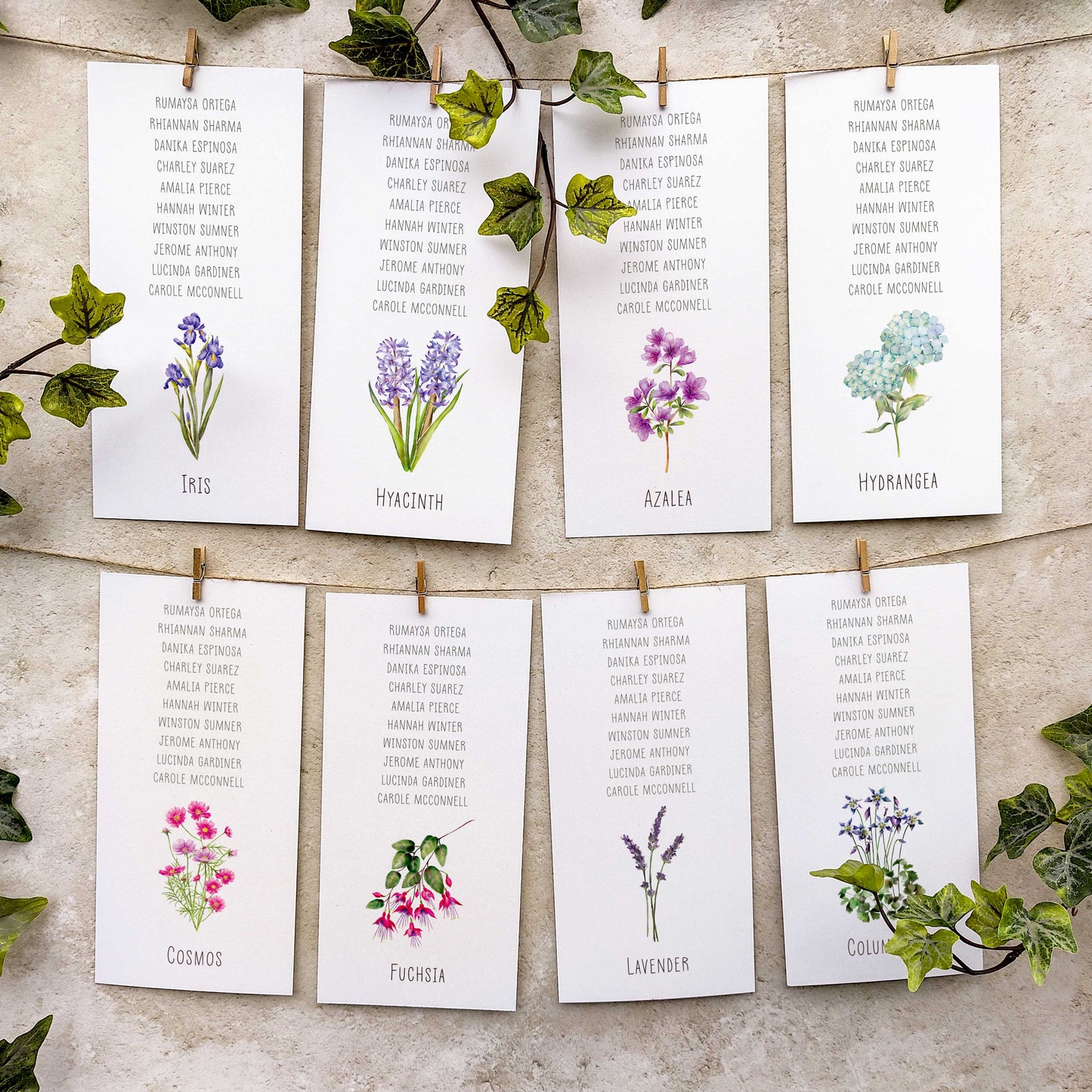Wildflower Meadow Hanging Table Plan Cards