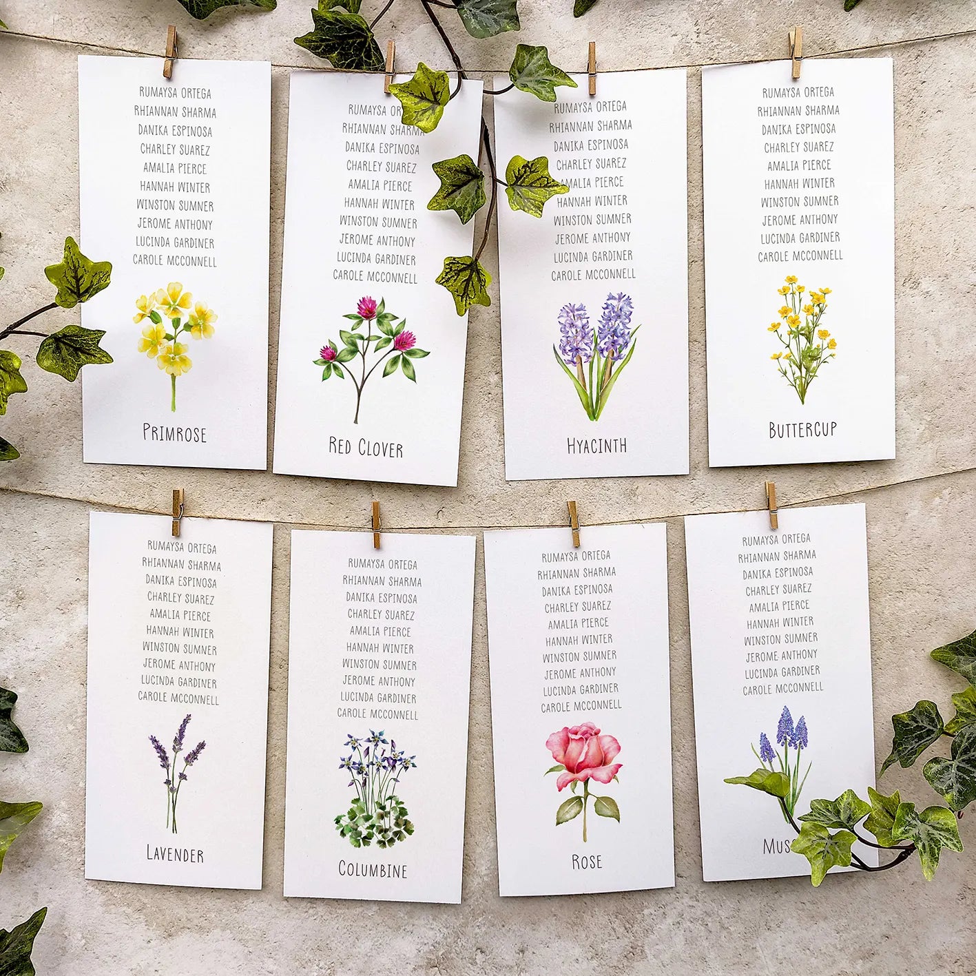 Wildflower Meadow Hanging Table Plan Cards