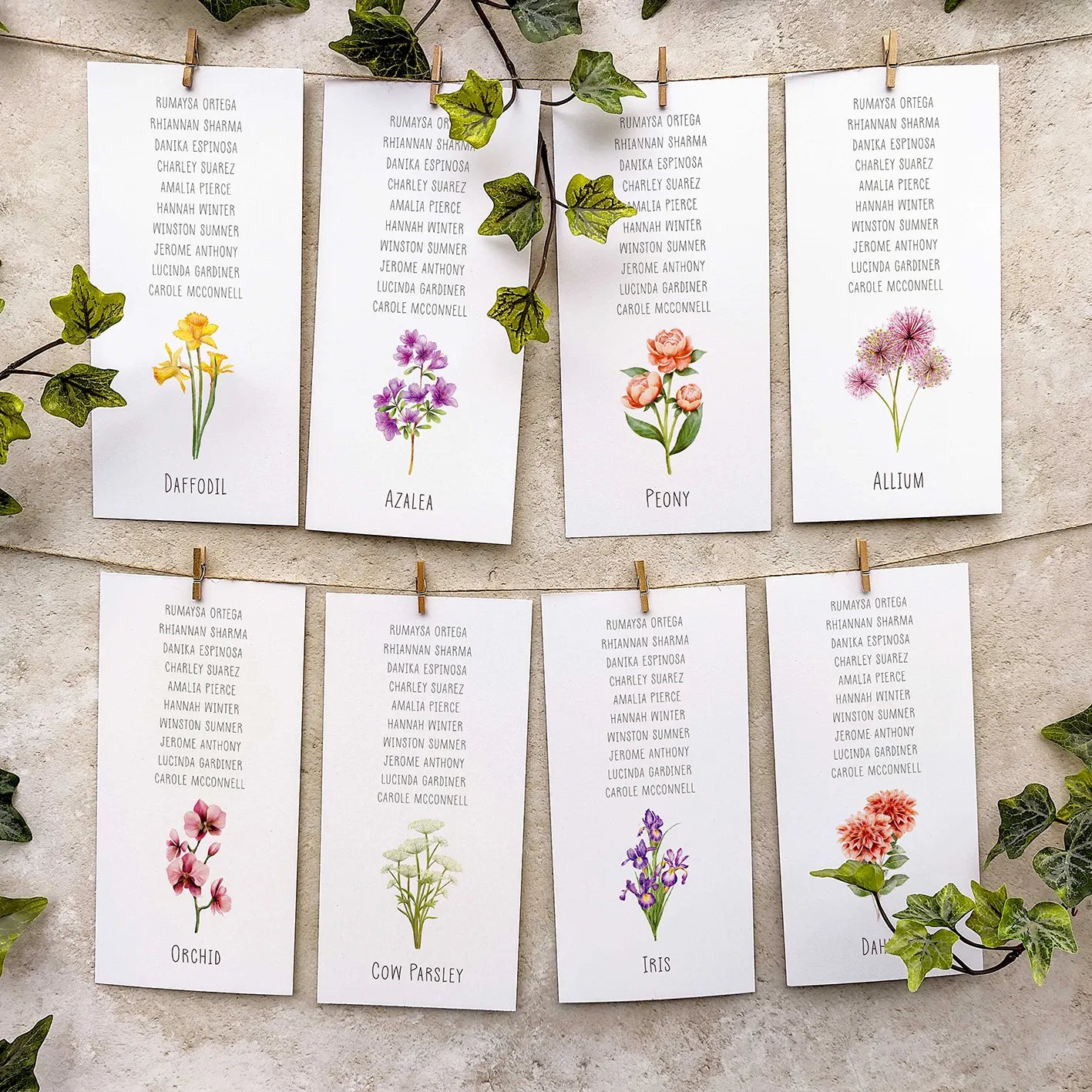 Wildflower Meadow Hanging Table Plan Cards