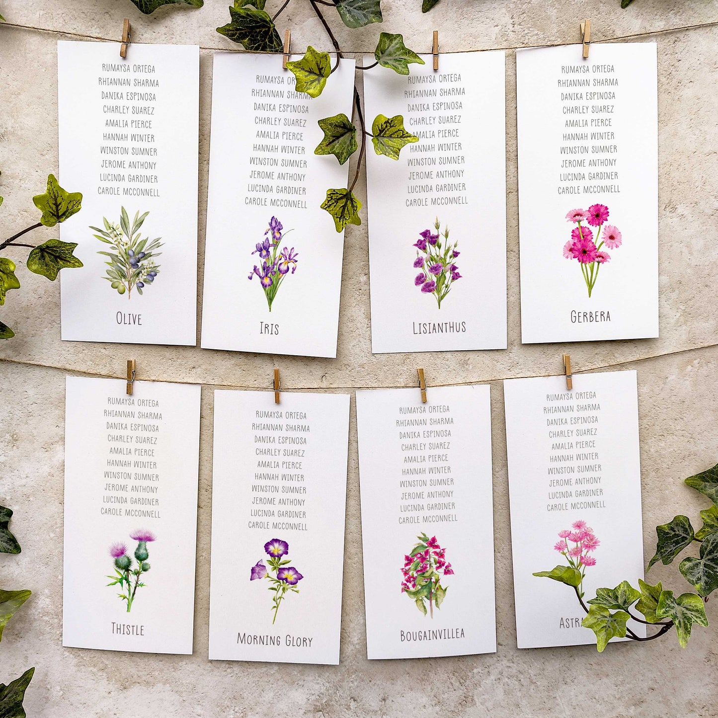 Wildflower Meadow Hanging Table Plan Cards
