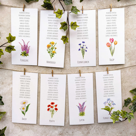 Wildflower Meadow Hanging Table Plan Cards