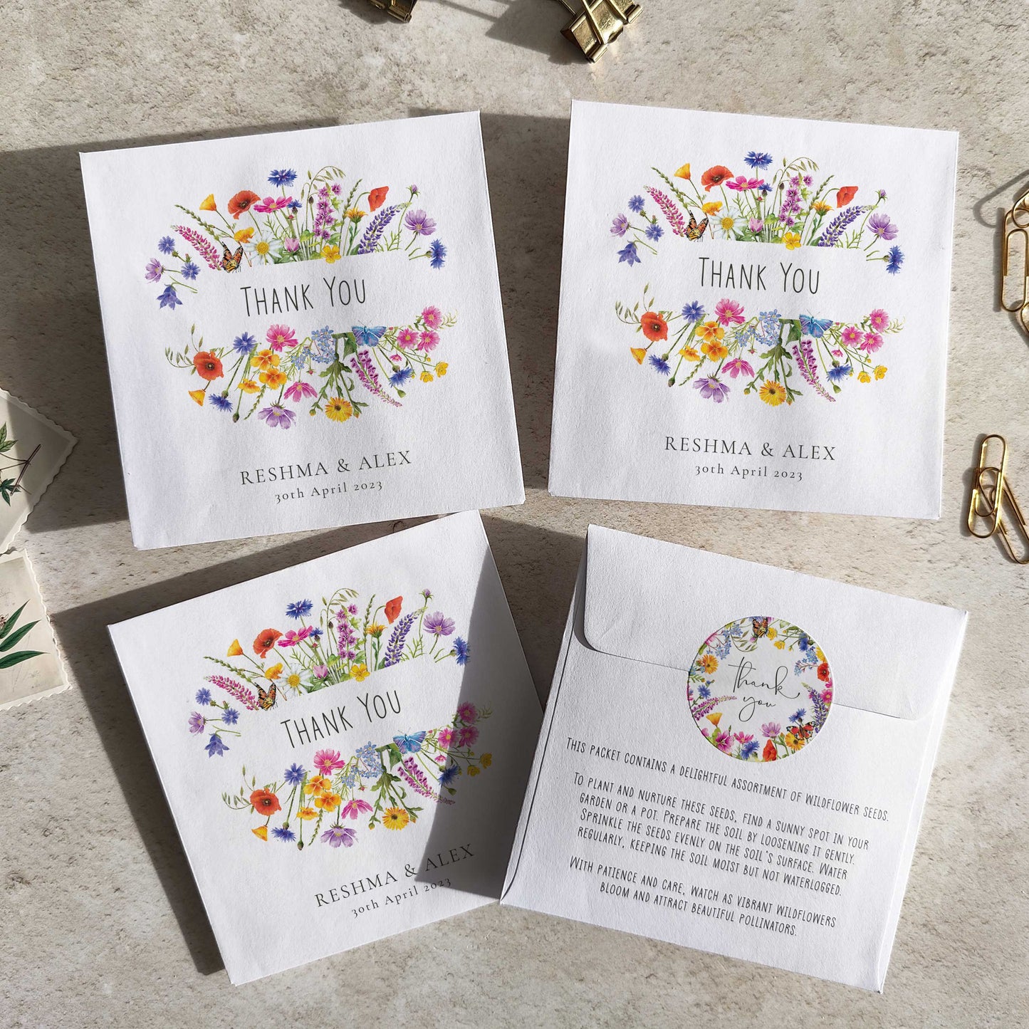 Wildflower Meadow Seed Packet Favours (Thank you) (Pack of 10)