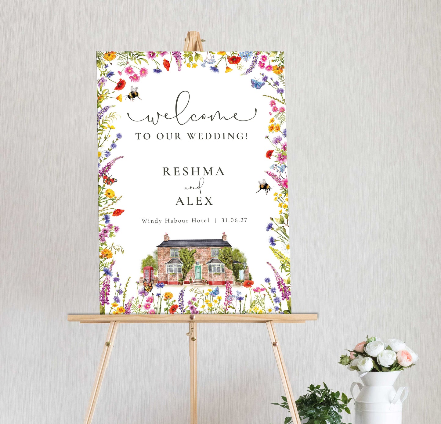 Wildflower Meadow Border Welcome Sign