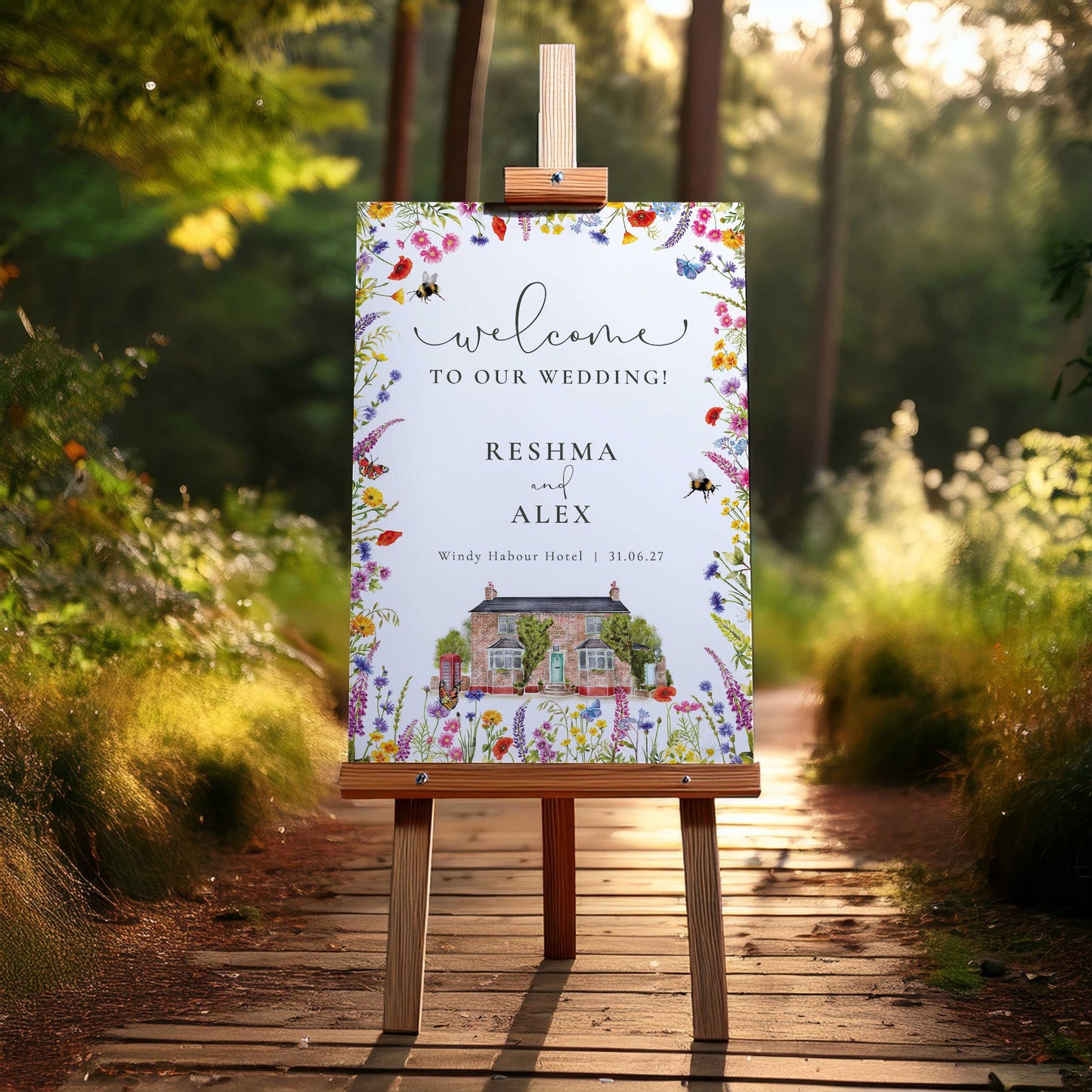 Wildflower Meadow Border Welcome Sign