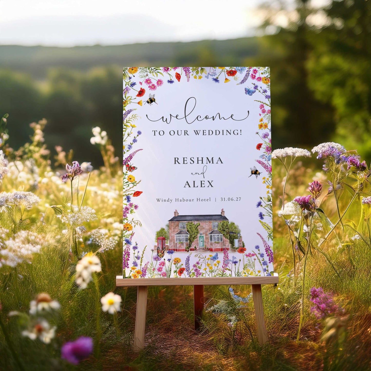 Wildflower Meadow Border Welcome Sign