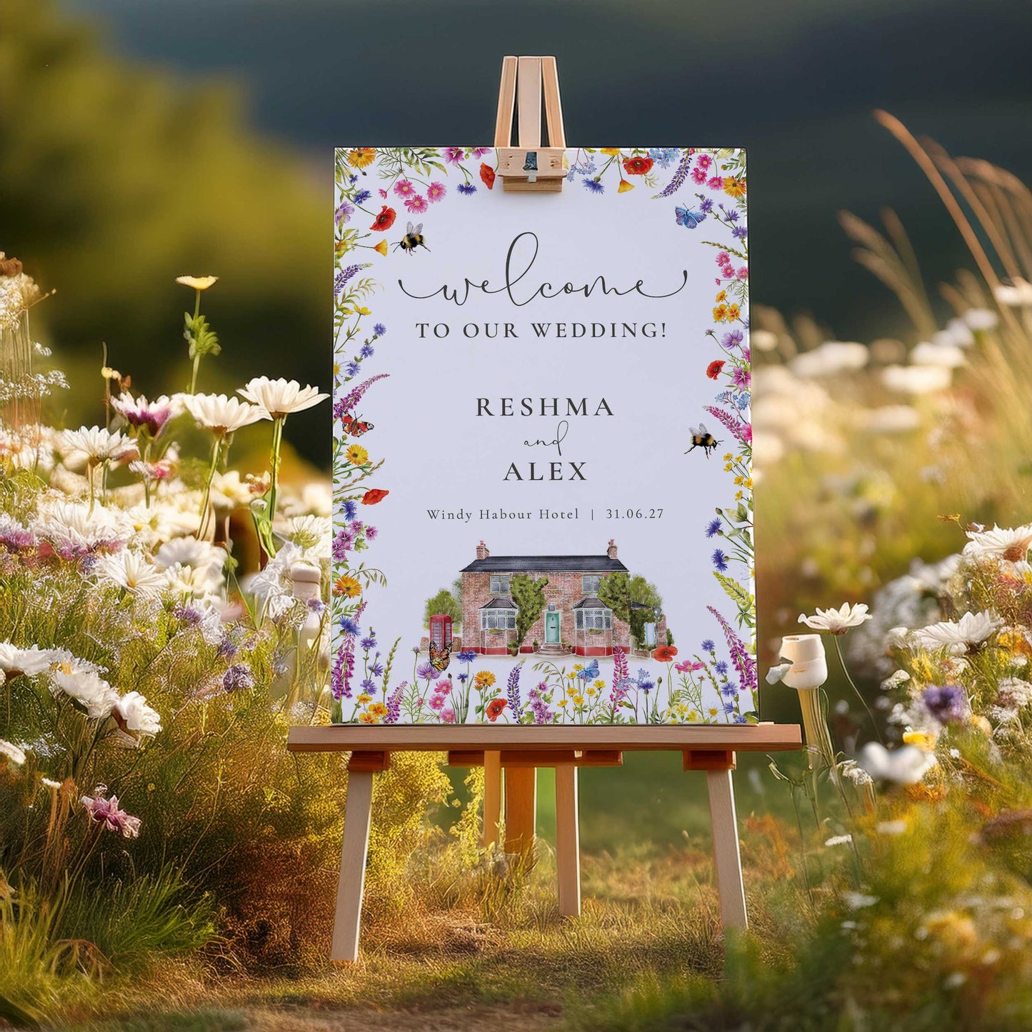 Wildflower Meadow Border Welcome Sign