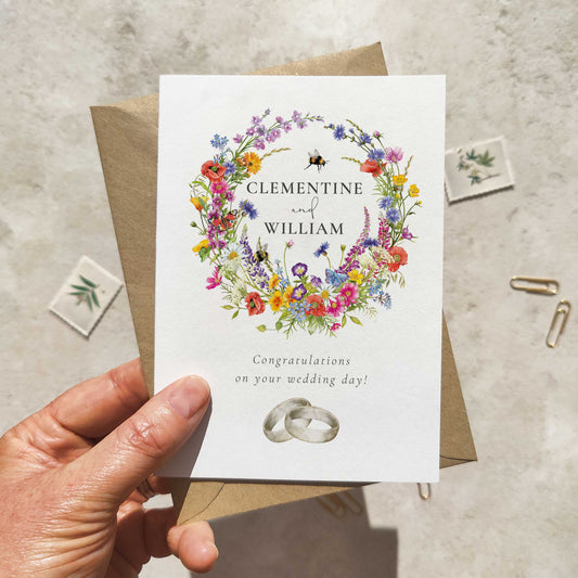 Wildflower Personalised Wedding Card