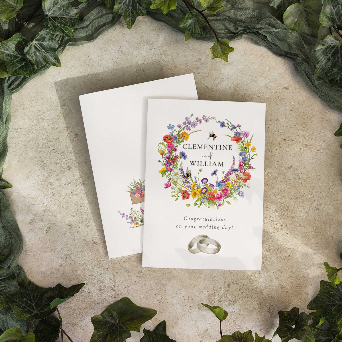 Wildflower Personalised Wedding Card