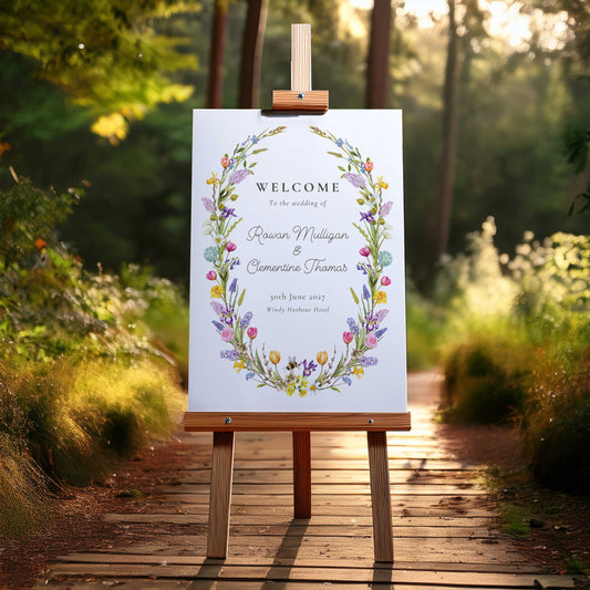 Spring Flowers Oval Welcome Sign Digital File