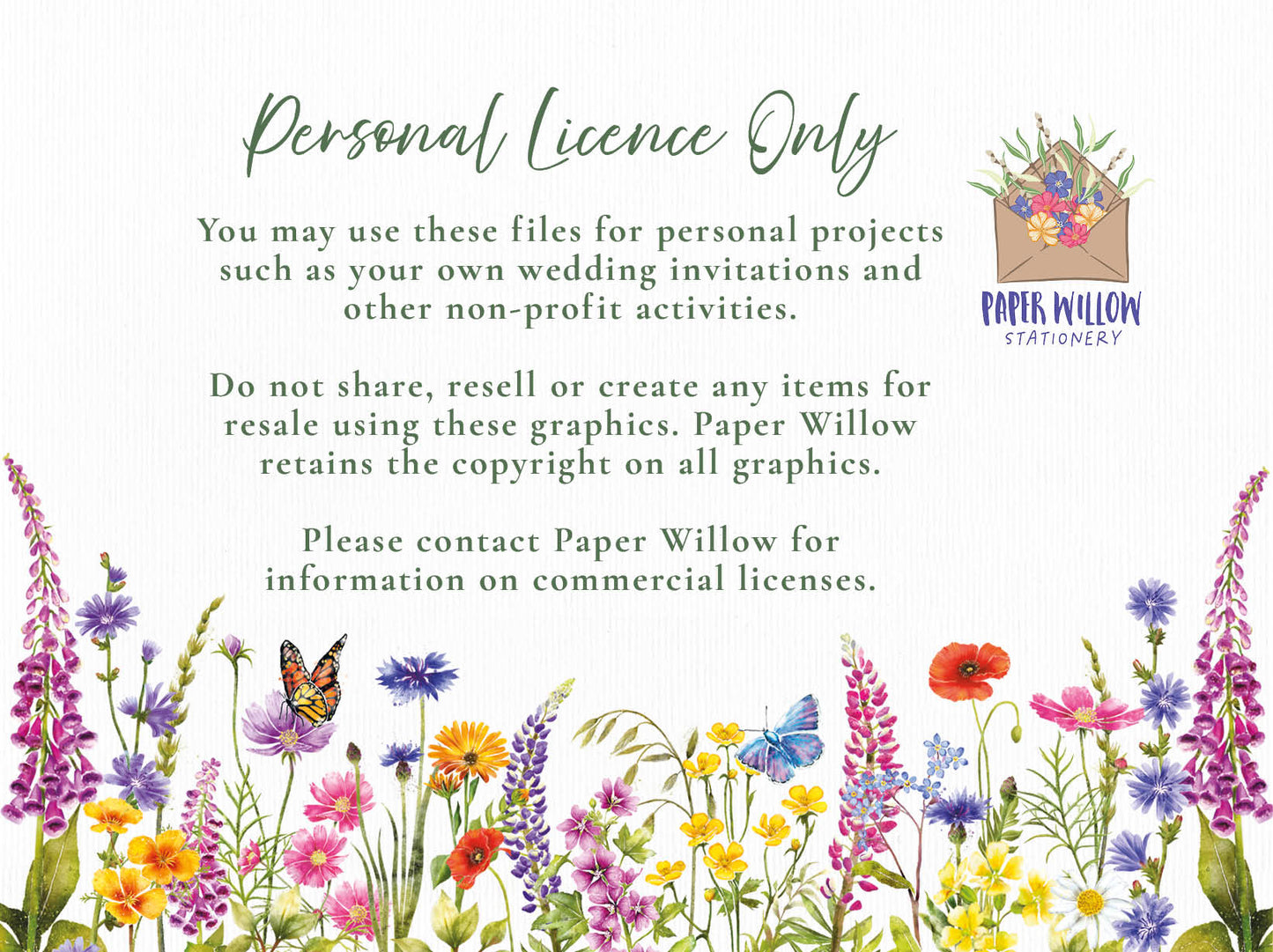 Watercolour Wildflowers 21 x Digital PNG Floral Borders and Motifs