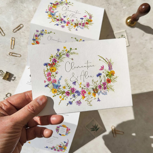 Wildflower Wedding Invitation Folding Concertina