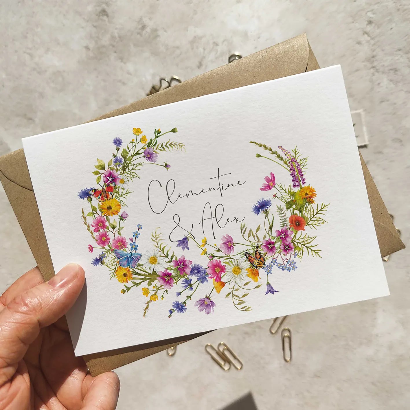 Wildflower Wedding Folded Invitation With Optional Venue Painting
