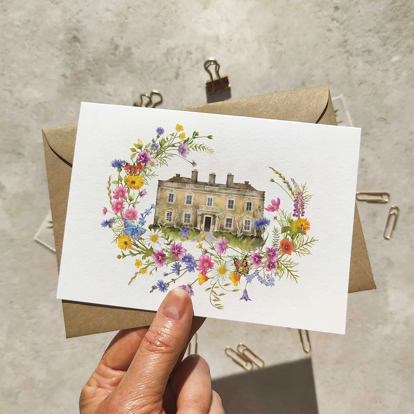 Wildflower Wedding Folded Invitation With Optional Venue Painting