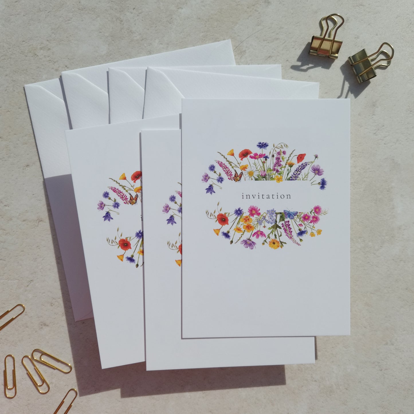 10 x Wildflower Ready To Write Invitations