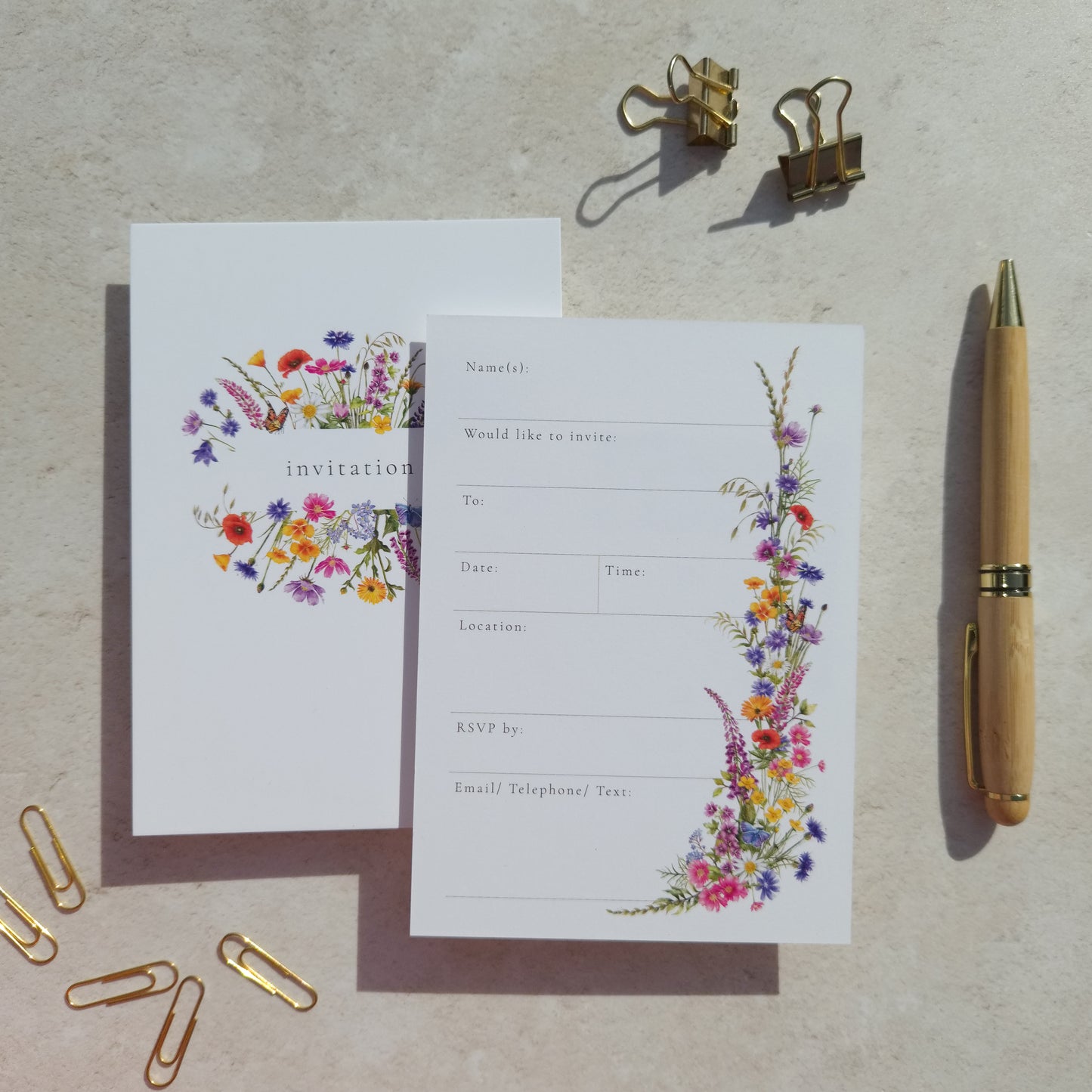 10 x Wildflower Ready To Write Invitations