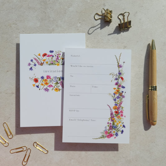 10 x Wildflower Ready To Write Invitations