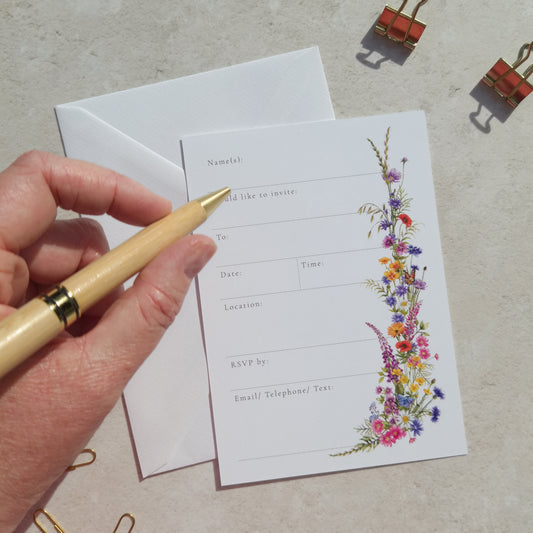 10 x Wildflower Ready To Write Invitations