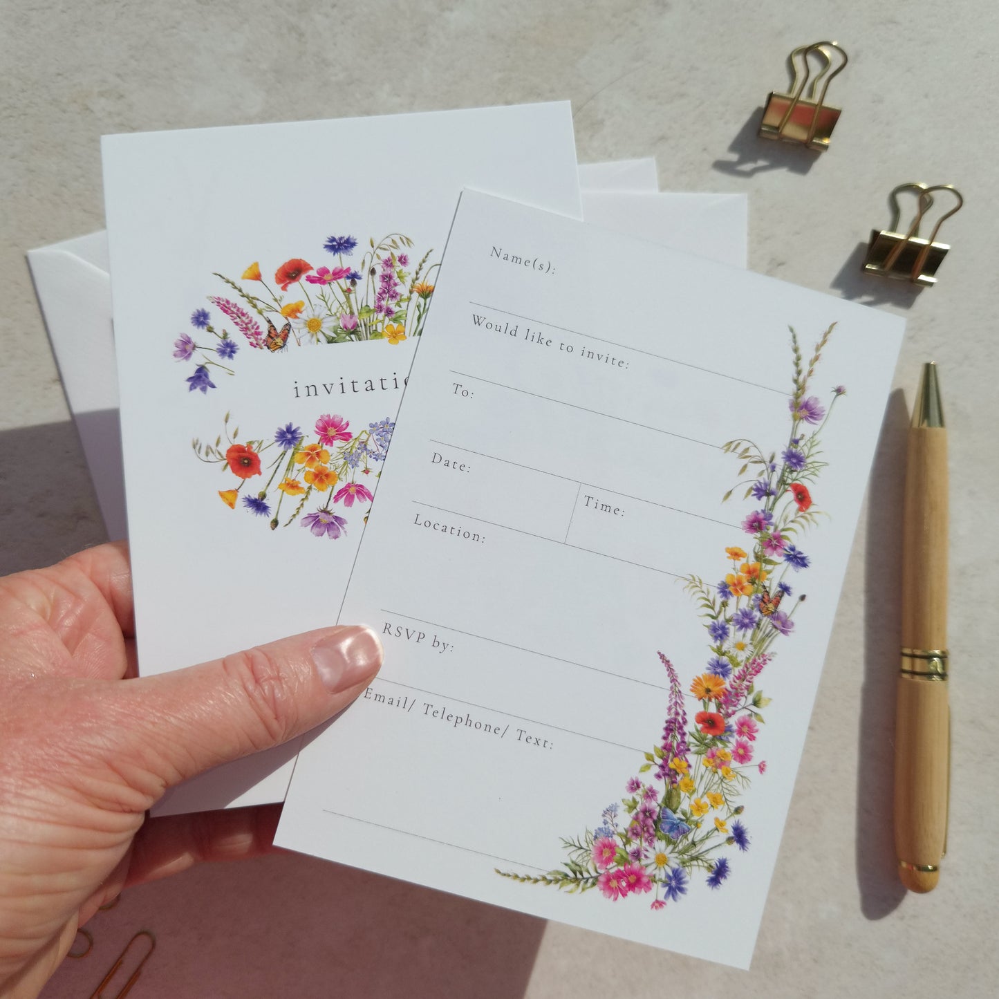 10 x Wildflower Ready To Write Invitations