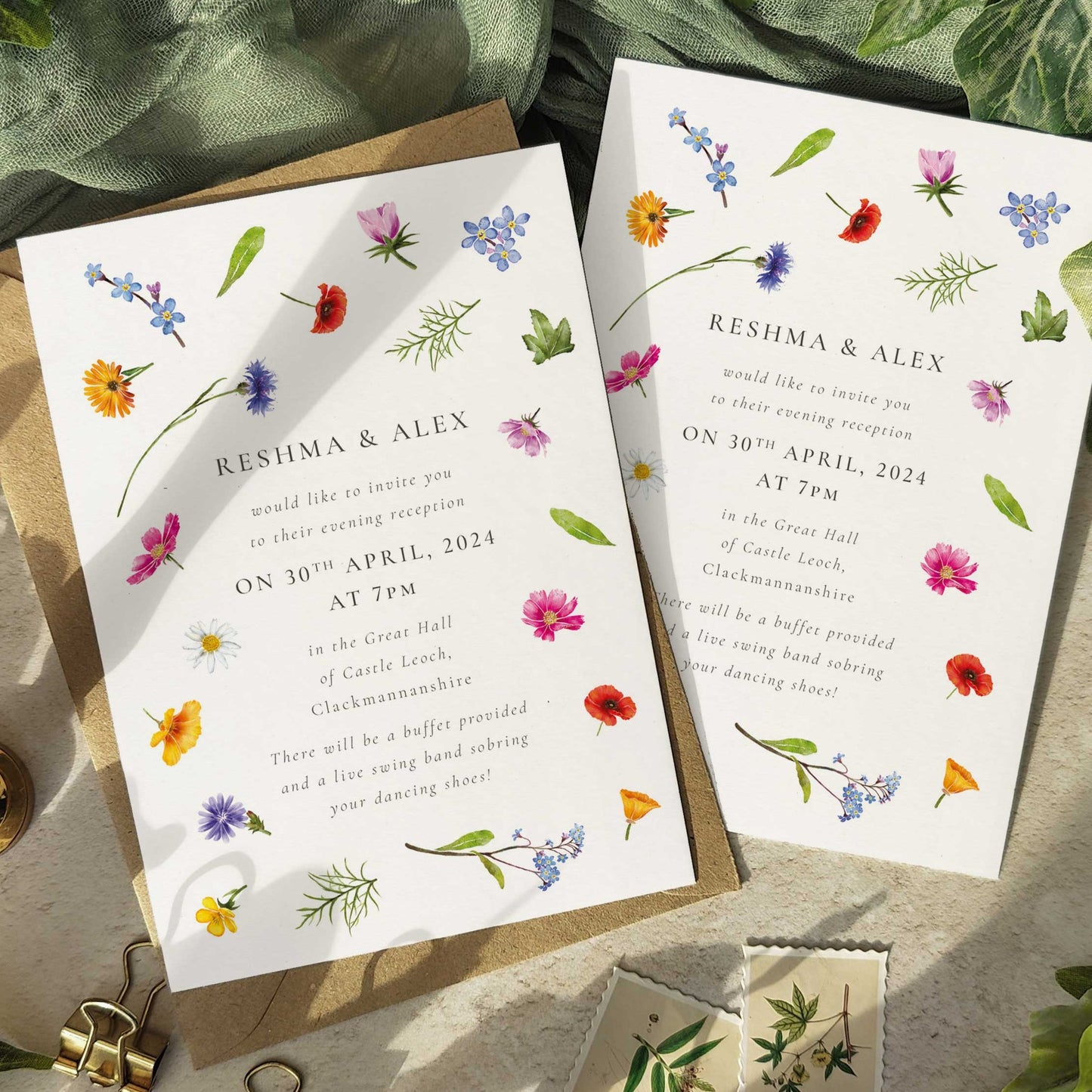 Wildflower Meadow Scatter Evening Wedding Invitation