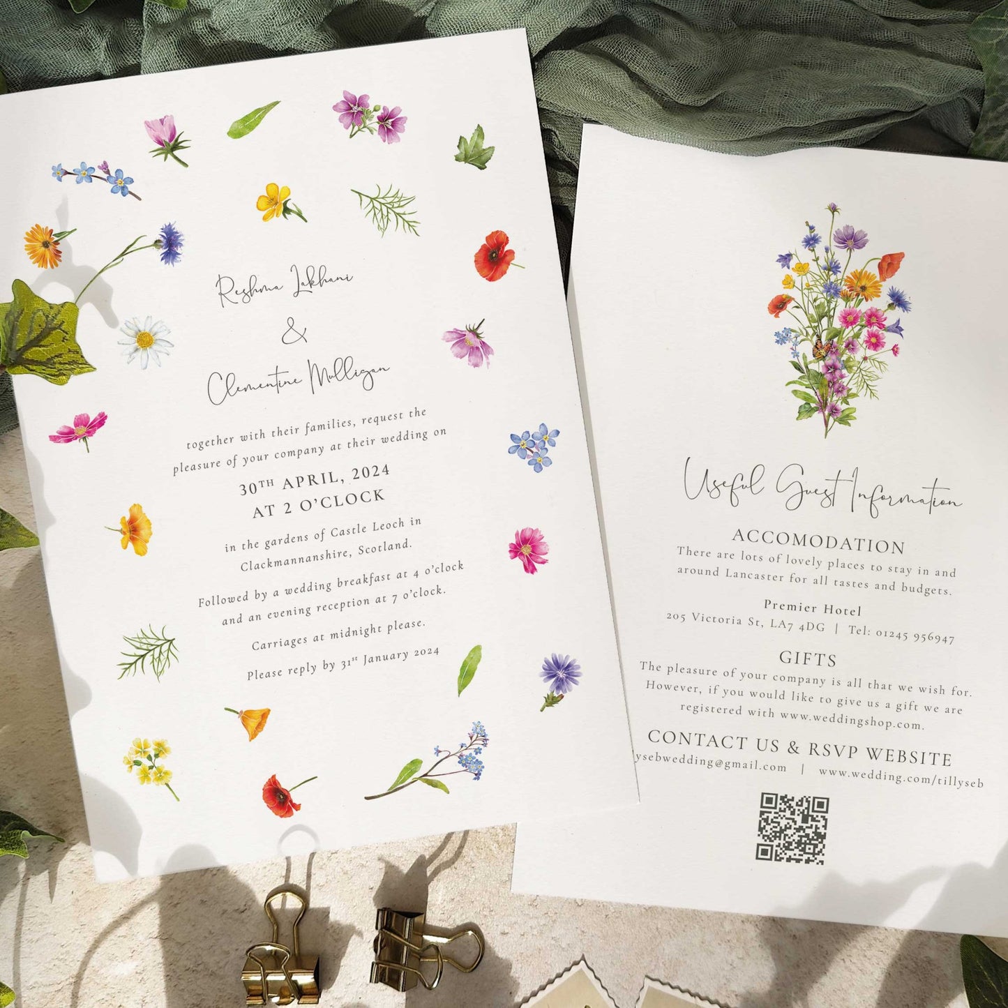 Wildflower Meadow Scatter Wedding Invitation